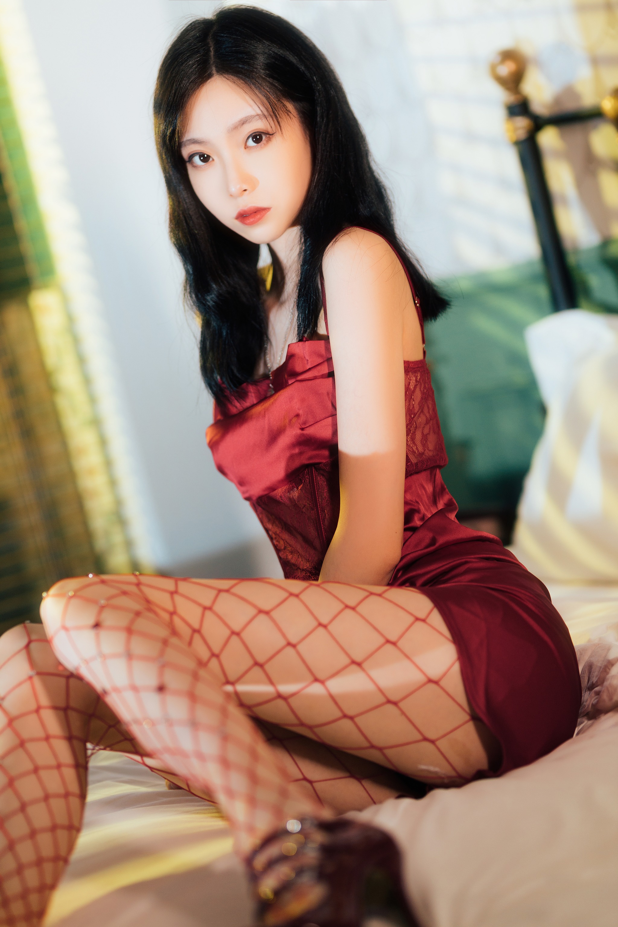 许岚LAN - NO.021 网袜红裙[40P]-XikXak